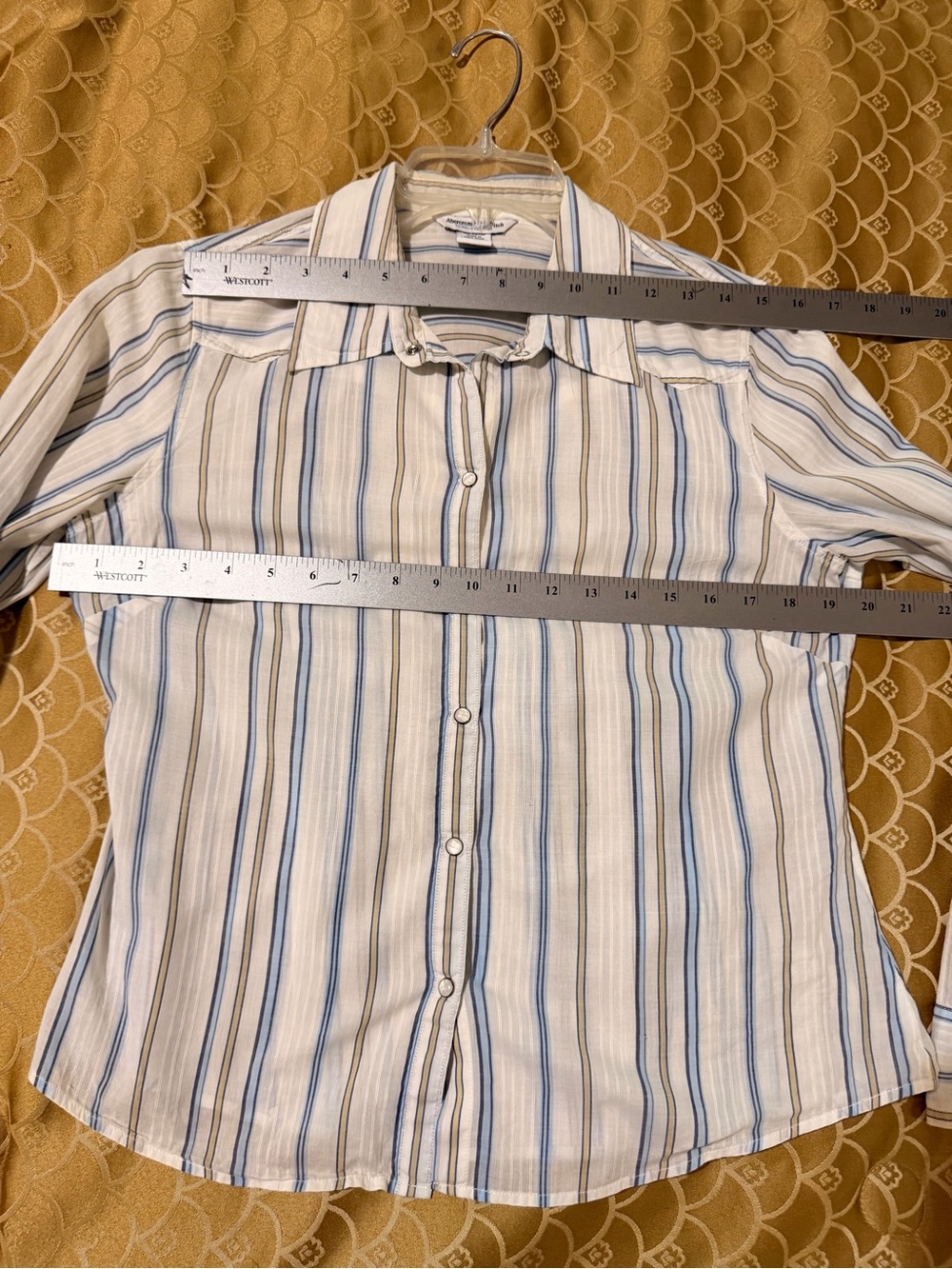 Abercrombie & Fitch western cut cotton shirt with snaps, long sleeve, Sz S - Picture 12 of 14